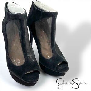 Jessica Simpson Echoe Black Suede Platform Heels